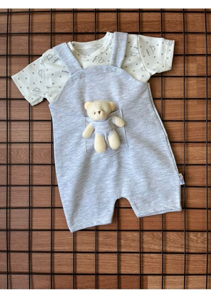 Sevimli Peluş Ayıcıklı 2'li Bebek Tulum Seti