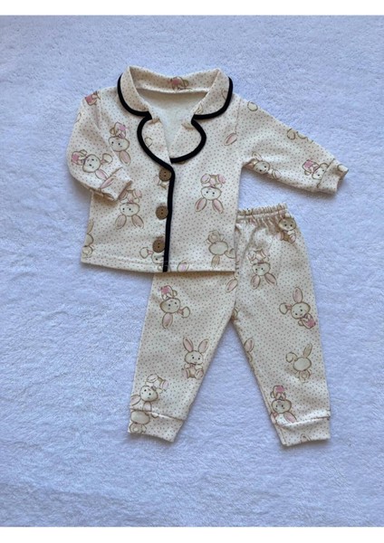 Mbk Garden Şirin Tavşan Desenli Unisex Bebek Pijama Takımı  %100 Pamuk