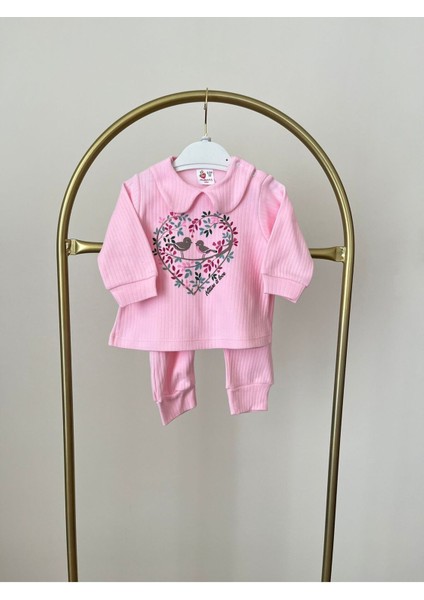 Kız Bebek Takımı - %100 Pamuk, Kuş Desenli, 0-3 Ay / 3-6 Ay Kız Bebek Kıyafeti