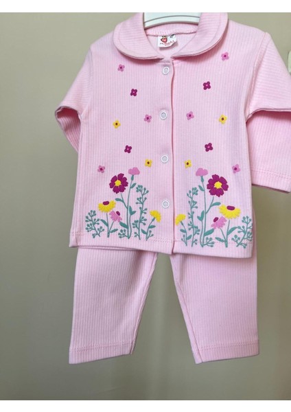 Pamuklu Çiçekli Kız Bebek 2'li Takım - Yeni Doğan/3-6 Ay