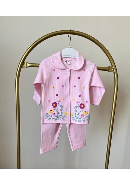 Pamuklu Çiçekli Kız Bebek 2'li Takım - Yeni Doğan/3-6 Ay