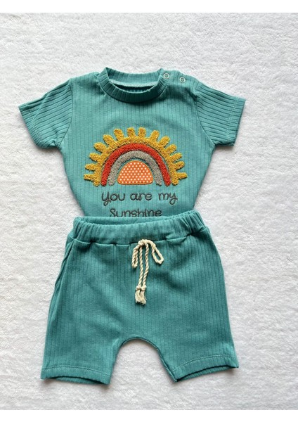 Gökkuşağı Baskılı Bebek Ikili Şortlu Takım modelleri
