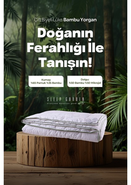 Sleep Garden Tek Kişilik Biyeli Şık Lüks Bambu Yorgan Jüt Keten Çantalı