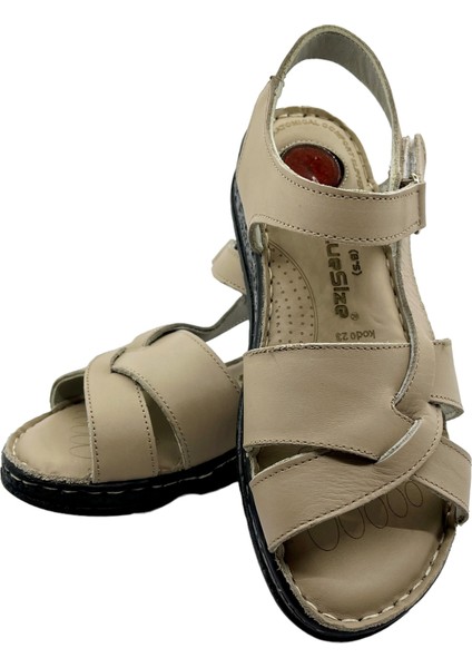 Tam Ortopedik Deri Kadın Sandalet Deri Sandalet Rubinleather