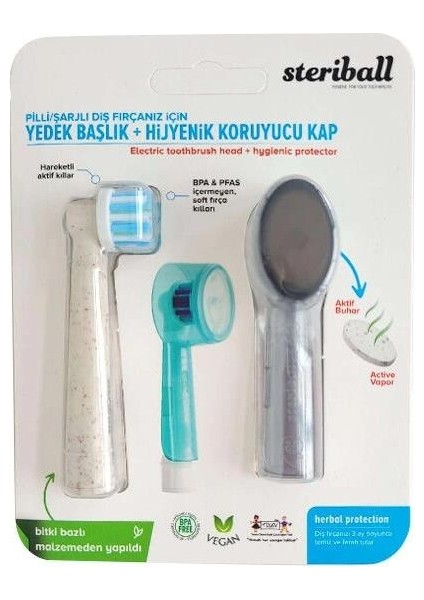 Pilli Veya Şajlı Diş Fırçaları İçin Yedek Başlık ve Hijyenik Koruyucu Kapak