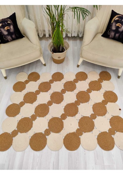 Jüt Hasır Görünümlü Desenli Modern El Örgüsü Dikdörtgen Halı Kilim fırsatları