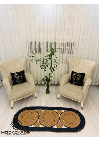 Jüt Çift Taraflı Oval Halı modelleri