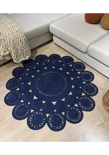 Jüt Çift Taraflı Yuvarlak Halı