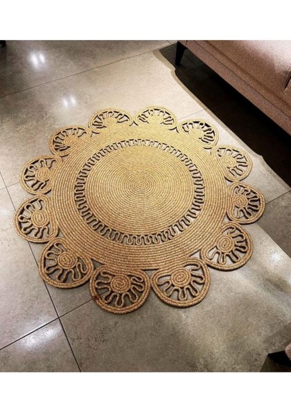 Jüt Çift Taraflı Yuvarlak Halı modelleri