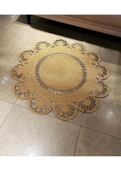 Jüt Çift Taraflı Yuvarlak Halı