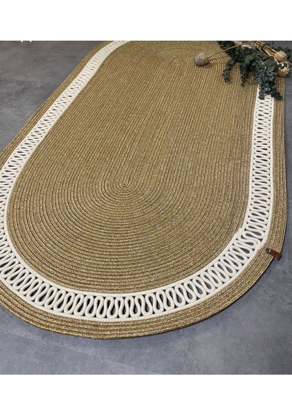 Jüt Çift Taraflı Oval Halı