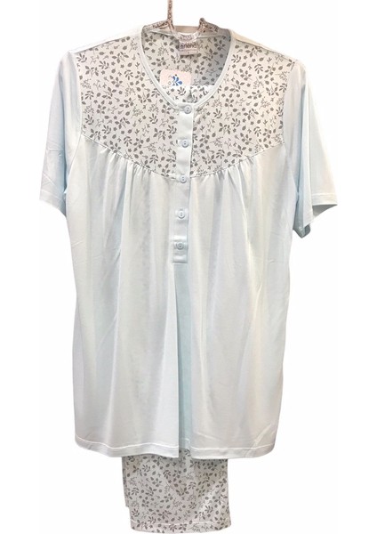 NENA-24577-BAYAN Kısa Kollu Robalı Patlı % 100 Pamuk Viskon Pijama Takımı