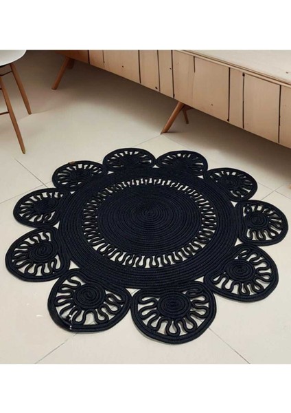 Jüt Çift Taraflı Yuvarlak Halı