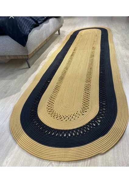 Jüt Çift Taraflı Oval Halı