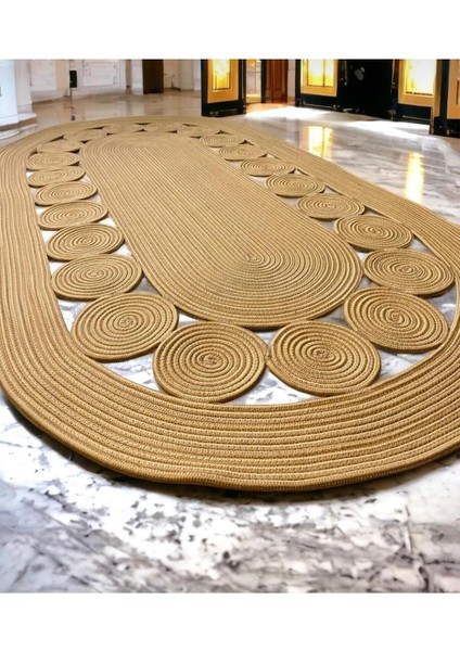 Jüt Hasır El Örgüsü Halı Kilim Yıkanabilir Çift Taraflı Oval fiyatları