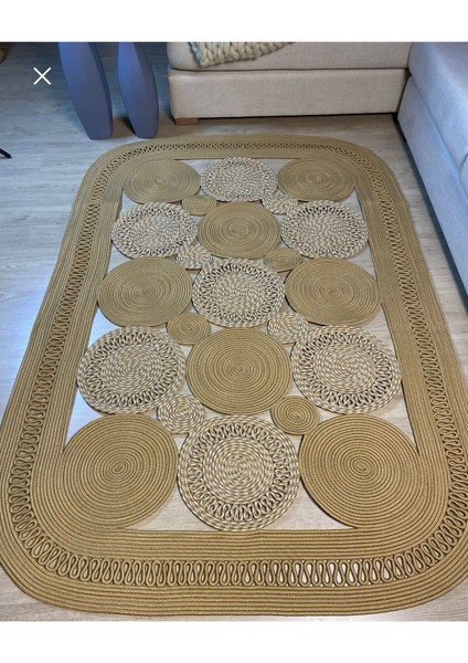 Jüt Çift Taraflı Oval Halı