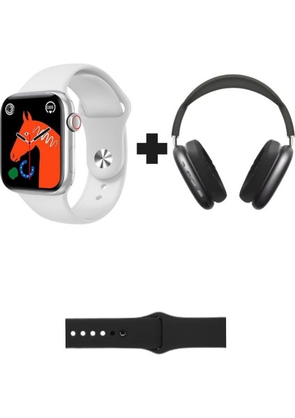 Yok Watch 8 Series Akıllı Saat + P9 Bluetoothlu Kulaküstü Kulaklık Ikili Paket Ekstra Kordon Hediye