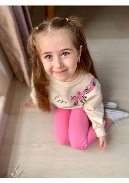 For Love Fiyonklu Baskılı Fitilli Kız çocuk takım - Pembe fiyatları