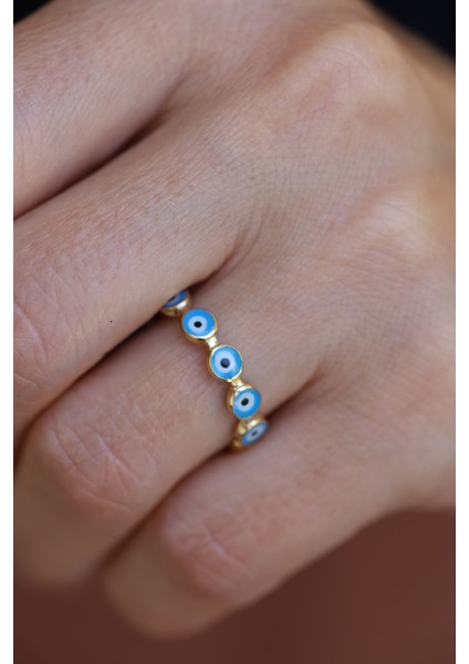 14 Ayar Altın Nazarlık Dizisi Tamtur Yüzük