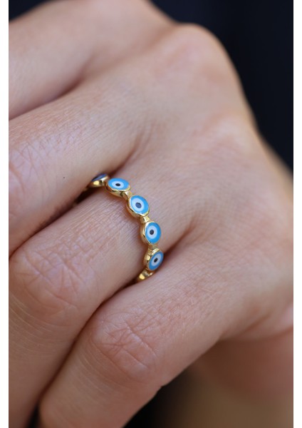 14 Ayar Altın Nazarlık Dizisi Tamtur Yüzük fiyatları