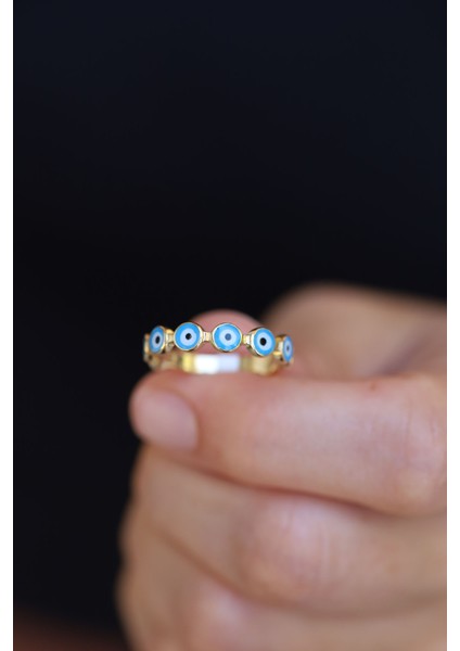 14 Ayar Altın Nazarlık Dizisi Tamtur Yüzük indirimleri