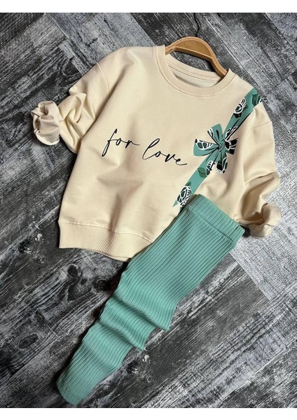 For Love Fiyonklu Baskılı Fitilli Kız çocuk takım - Yeşil fiyatları
