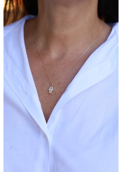 14 Ayar Altın Taşlı El Kolye modelleri