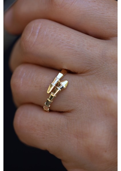 14 Ayar Altın Taşsız Yılan Desenli Yüzük fırsatları