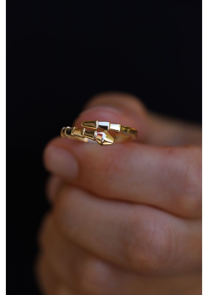 14 Ayar Altın Taşsız Yılan Desenli Yüzük indirimleri