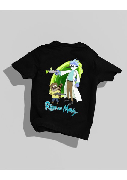 Rick And Morty Tasarımı Sırt Baskılı Yüksek Kalite Kompakt Oversize T-Shirt