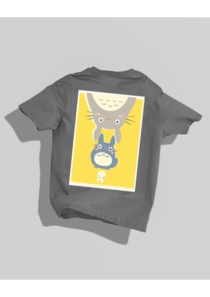 My Neighbor Totoro Tasarımı Sırt Baskılı Yüksek Kalite Kompakt Oversize T-Shirt