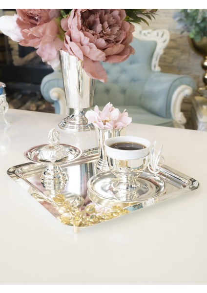 Gümüş Kaplama Lokumluk Kuğu Detaylı (2 Adet) modelleri