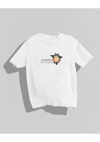 My Neighbor Totoro Tasarımı Sırt Baskılı Yüksek Kalite Kompakt Oversize T-Shirt