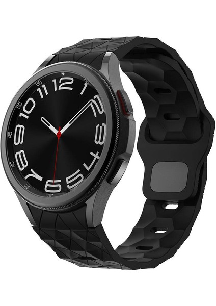Galaxy Watch 6 40MM KRD-116 20MM Futbol Desenli Spor Tasarımlı Silikon Kordon-Siyah