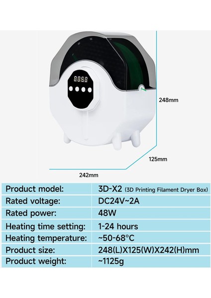 3D Yazıcı Filament Için Kurutma Cihazı - Filament Saklama Kutusu