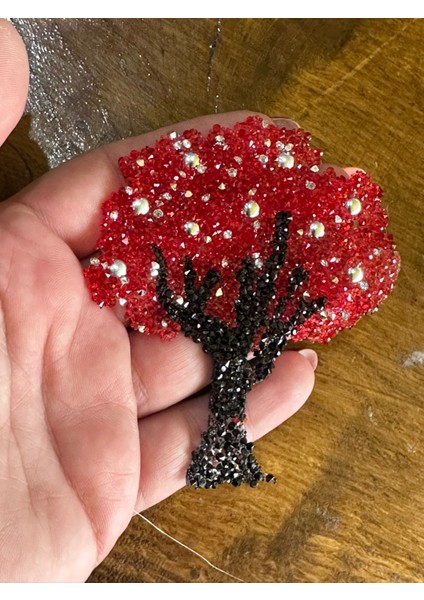 9x8 cm Taşlı Ütü Ile Yapışan Ağaç Arma Yama Giyim Kot Tişört Baskı Aplike