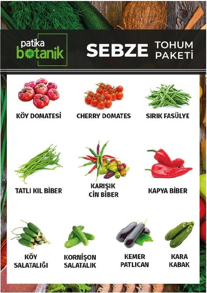 10 Çeşit Sebze Tohum Paketi 1000+ Tohum