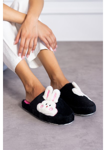 Kadın Tavşan Figürlü Sessiz Taban Peluş Pofuduk Ev Terliği Çeyiz Terliği fiyatları