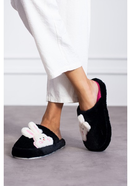 Kadın Tavşan Figürlü Sessiz Taban Peluş Pofuduk Ev Terliği Çeyiz Terliği modelleri