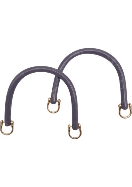 16 cm Akrilik Koyu Lila Renk Çanta Tutma Sapı Light Gold Metalli