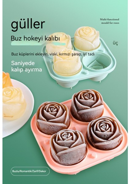 Ev Buz Yapma Dört Bölmeli Gül Buz Topu Silikon Buz Kalıbı (Yurt Dışından) fiyatları