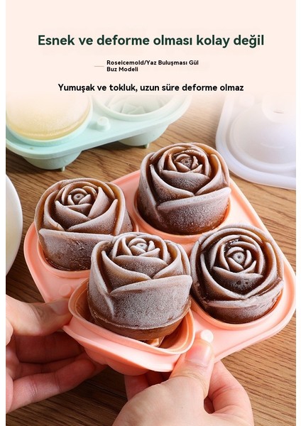 Ev Buz Yapma Dört Bölmeli Gül Buz Topu Silikon Buz Kalıbı (Yurt Dışından) modelleri