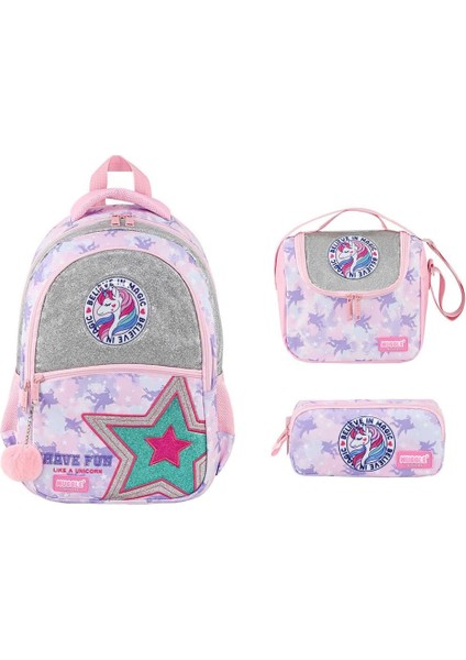 MU-9029 Star Koleksiyonu Ilkokul Çantası + Beslenme Çantası + Kalem Kutusu