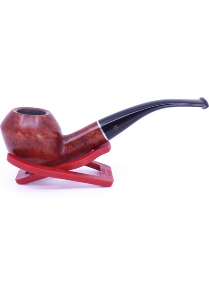 Kırmızı Yıldız Bent Rhodesian 9mm Filtreli Ebonit Saplı Pipo 237026-145
