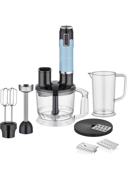 800 - 1200 Watt SHB-3178 El Blender Seti Mavi 2 Yıl 210 ml Plastik Mavi Plastik
