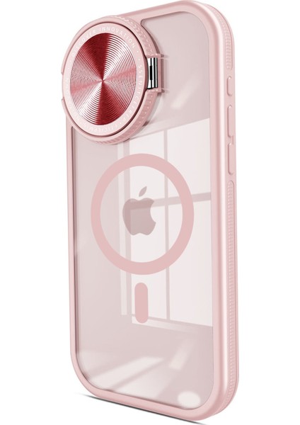Apple iPhone 15 Pro Max Uyumlu Teleskop Lens Korumalı Tasarımlı Renkli Magsafe Kılıf - Pembe