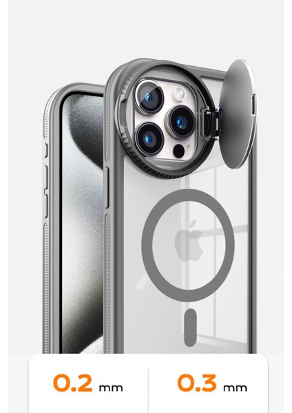 Apple iPhone 15 Pro Max Uyumlu Teleskop Lens Korumalı Tasarımlı Renkli Magsafe Kılıf - Pembe
