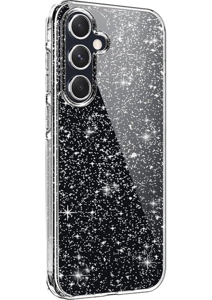 Samsung Galaxy A05S Uyumlu Simli Tasarımlı Full Korumalı Silikon Kılıf - Şeffaf