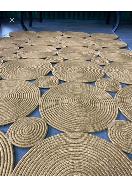 Jüt Hasır El Örgüsü Halı Kilim Yıkanabilir Çift Taraflı Oval