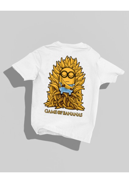 Game Of Bananas Tasarımı Sırt Baskılı Yüksek Kalite Kompakt Oversize T-Shirt